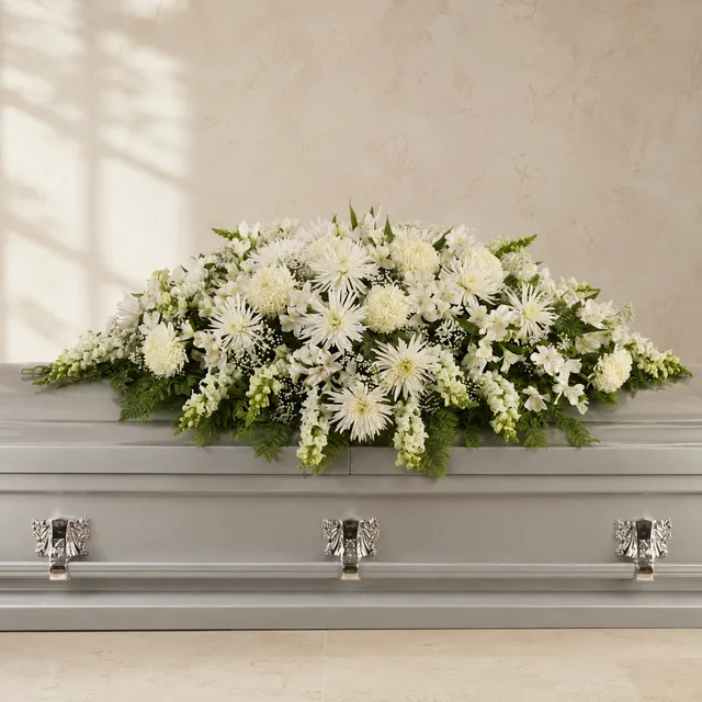 Signature Cream White & Ivory Casket Spray