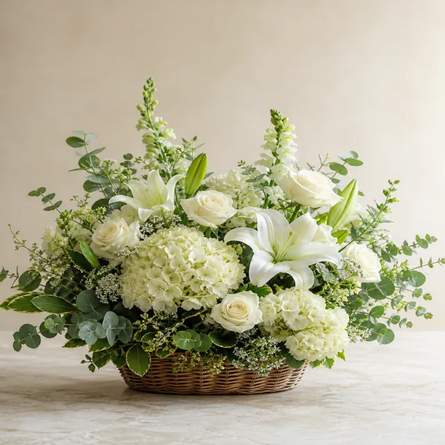 Service White & green Serenity Basket